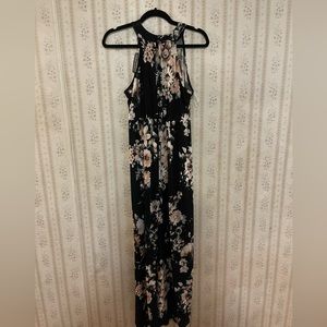 Black and floral maxi dress size medium NWT